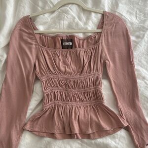 Reformation Dusty Pink Ruched Blouse
